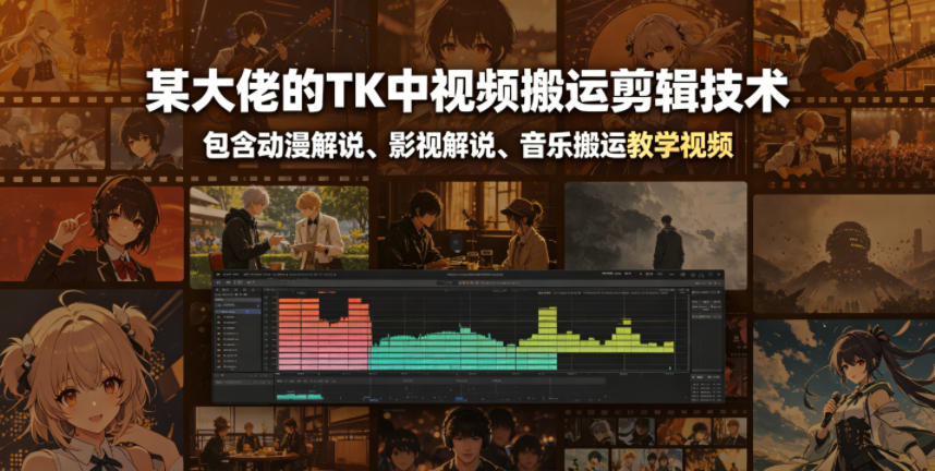 某大佬的TK中视频搬运剪辑技术，包含动漫解说、影视解说、音乐搬运教学视频瀚萌资源网-网赚网-网赚项目网-虚拟资源网-国学资源网-易学资源网-本站有全网最新网赚项目-易学课程资源-中医课程资源的在线下载网站！瀚萌资源网