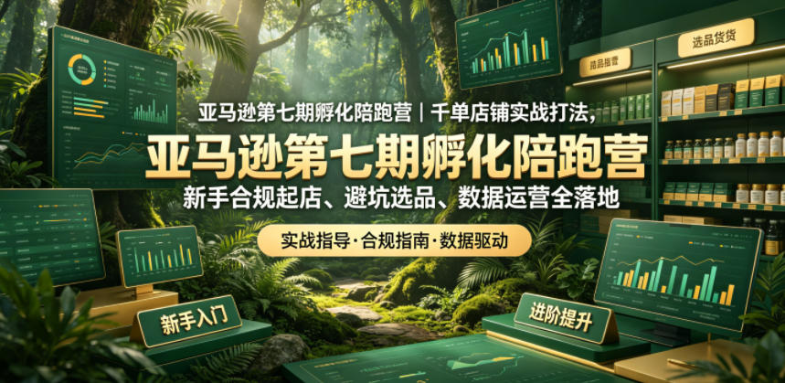 亚马逊第七期孵化陪跑营｜千单店铺实战打法，新手合规起店、避坑选品、数据运营全落地瀚萌资源网-网赚网-网赚项目网-虚拟资源网-国学资源网-易学资源网-本站有全网最新网赚项目-易学课程资源-中医课程资源的在线下载网站！瀚萌资源网