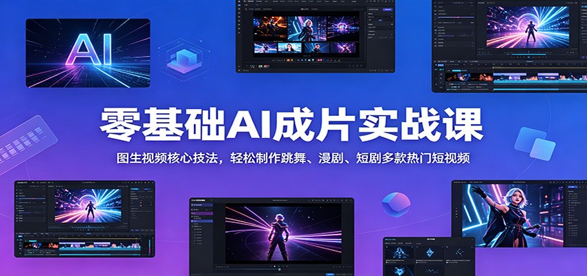 零基础AI成片实战课：图生视频核心技法，轻松制作跳舞、漫剧、短剧多款热门短视频瀚萌资源网-网赚网-网赚项目网-虚拟资源网-国学资源网-易学资源网-本站有全网最新网赚项目-易学课程资源-中医课程资源的在线下载网站！瀚萌资源网