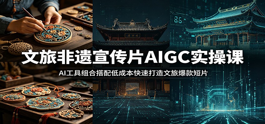 文旅非遗宣传片AIGC实操课：AI工具组合搭配低成本快速打造文旅爆款短片瀚萌资源网-网赚网-网赚项目网-虚拟资源网-国学资源网-易学资源网-本站有全网最新网赚项目-易学课程资源-中医课程资源的在线下载网站！瀚萌资源网