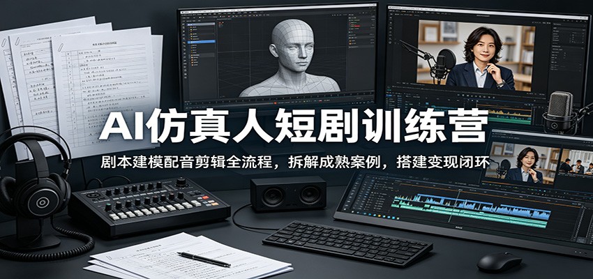 AI仿真人短剧训练营：剧本建模配音剪辑全流程，拆解成熟案例，搭建变现闭环瀚萌资源网-网赚网-网赚项目网-虚拟资源网-国学资源网-易学资源网-本站有全网最新网赚项目-易学课程资源-中医课程资源的在线下载网站！瀚萌资源网