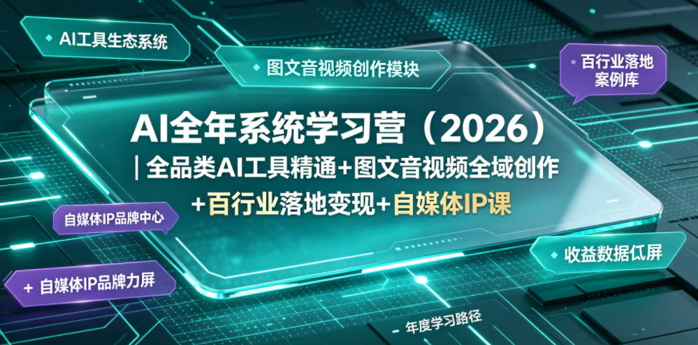 AI全年系统学习营（2026）｜全品类AI工具精通+图文音视频全域创作+百行业落地变现+自媒体IP打造年度进阶大课瀚萌资源网-网赚网-网赚项目网-虚拟资源网-国学资源网-易学资源网-本站有全网最新网赚项目-易学课程资源-中医课程资源的在线下载网站！瀚萌资源网