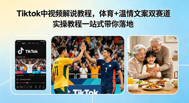 Tiktok中视频解说教程，体育+温情文案双赛道实操教程一站式带你落地，教你出海賺美刀瀚萌资源网-网赚网-网赚项目网-虚拟资源网-国学资源网-易学资源网-本站有全网最新网赚项目-易学课程资源-中医课程资源的在线下载网站！瀚萌资源网