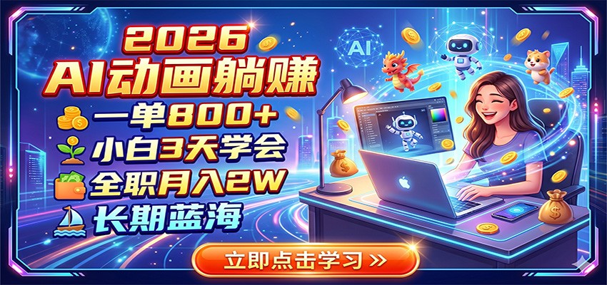 2026 AI动画躺赚：一单800+，小白3天学会，全职月入2W，长期蓝海瀚萌资源网-网赚网-网赚项目网-虚拟资源网-国学资源网-易学资源网-本站有全网最新网赚项目-易学课程资源-中医课程资源的在线下载网站！瀚萌资源网