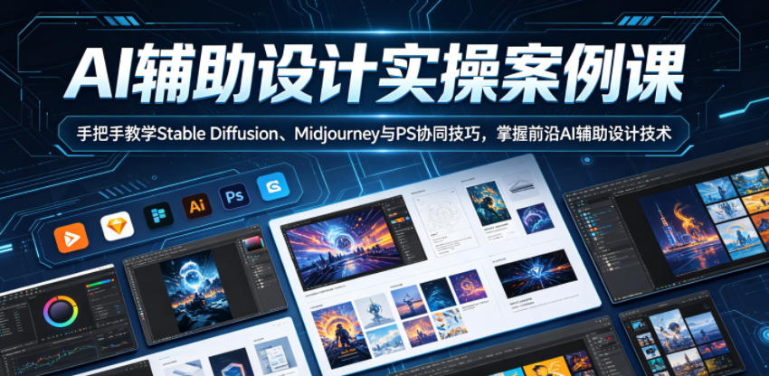 AI辅助设计实操案例课，手把手教学Stable Diffusion、Midjourney与PS协同技巧，掌握前沿AI辅助设计技术瀚萌资源网-网赚网-网赚项目网-虚拟资源网-国学资源网-易学资源网-本站有全网最新网赚项目-易学课程资源-中医课程资源的在线下载网站！瀚萌资源网