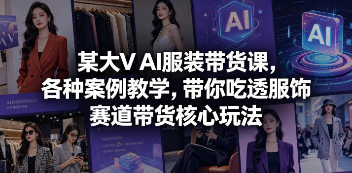 某大V AI服装带货课，各种案例教学，带你吃透服饰赛道带货核心玩法瀚萌资源网-网赚网-网赚项目网-虚拟资源网-国学资源网-易学资源网-本站有全网最新网赚项目-易学课程资源-中医课程资源的在线下载网站！瀚萌资源网