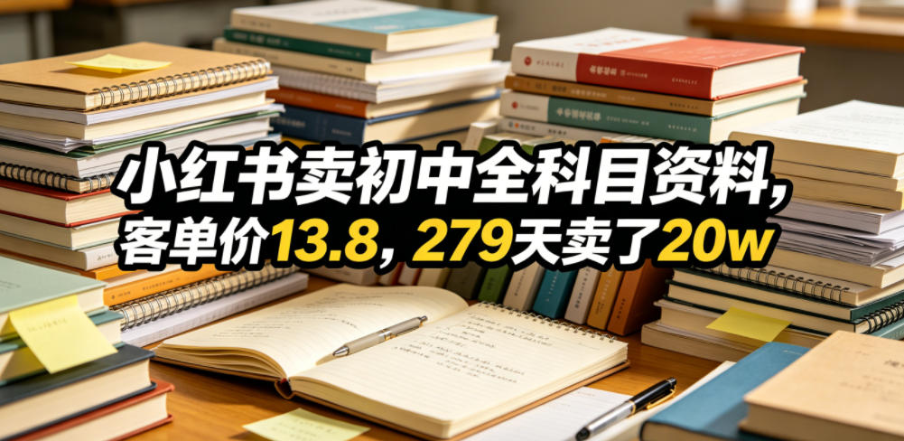 小红书卖初中全科目资料，客单价13.8，279天卖了20w瀚萌资源网-网赚网-网赚项目网-虚拟资源网-国学资源网-易学资源网-本站有全网最新网赚项目-易学课程资源-中医课程资源的在线下载网站！瀚萌资源网