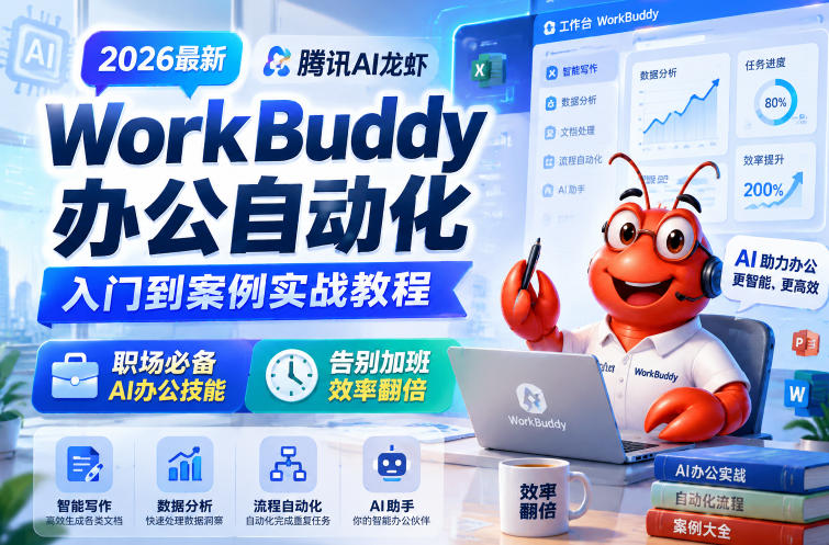 2026最新腾讯AI龙虾WorkBuddy办公自动化入门到案例实战教程，职场必备AI办公技能，告别加班，效率翻倍瀚萌资源网-网赚网-网赚项目网-虚拟资源网-国学资源网-易学资源网-本站有全网最新网赚项目-易学课程资源-中医课程资源的在线下载网站！瀚萌资源网