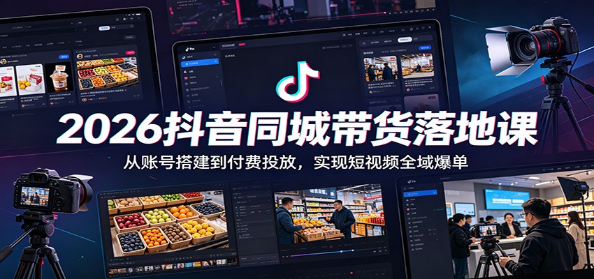2026抖音同城带货落地课：从账号搭建到付费投放，实现短视频全域爆单瀚萌资源网-网赚网-网赚项目网-虚拟资源网-国学资源网-易学资源网-本站有全网最新网赚项目-易学课程资源-中医课程资源的在线下载网站！瀚萌资源网