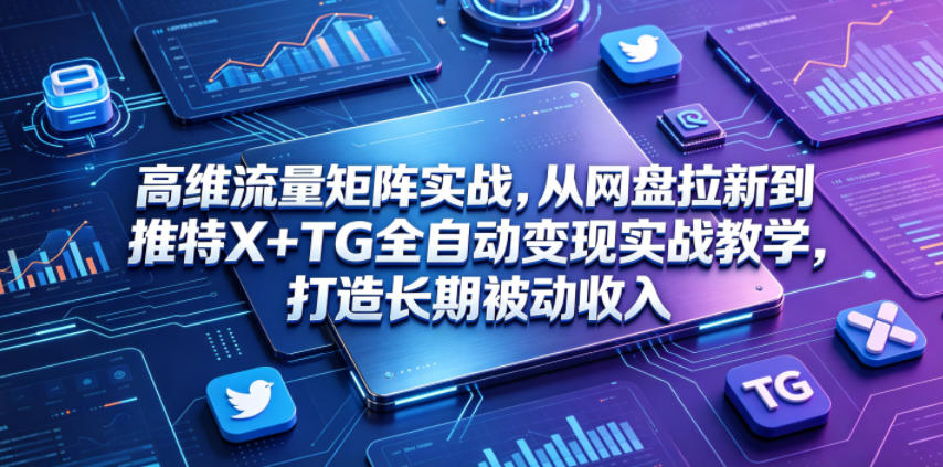 高维流量矩阵实战，从网盘拉新到推特X+TG全自动变现实战教学，打造长期被动收入瀚萌资源网-网赚网-网赚项目网-虚拟资源网-国学资源网-易学资源网-本站有全网最新网赚项目-易学课程资源-中医课程资源的在线下载网站！瀚萌资源网
