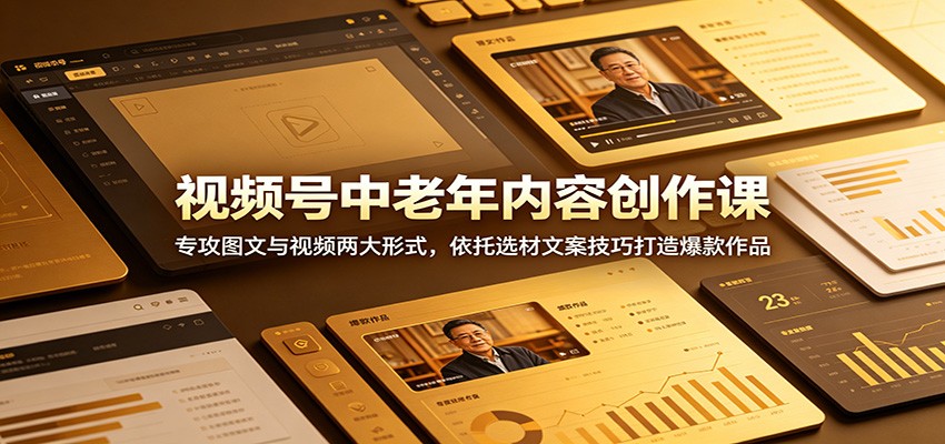 视频号中老年内容创作课：专攻图文与视频两大形式，依托选材文案技巧打造爆款作品瀚萌资源网-网赚网-网赚项目网-虚拟资源网-国学资源网-易学资源网-本站有全网最新网赚项目-易学课程资源-中医课程资源的在线下载网站！瀚萌资源网