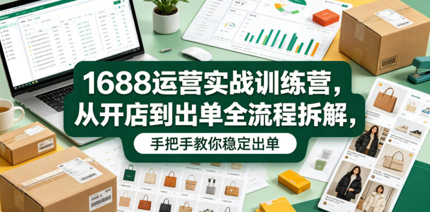 1688运营实战训练营，从开店到出单全流程拆解，手把手教你稳定出单瀚萌资源网-网赚网-网赚项目网-虚拟资源网-国学资源网-易学资源网-本站有全网最新网赚项目-易学课程资源-中医课程资源的在线下载网站！瀚萌资源网