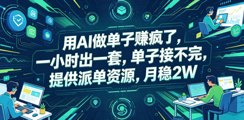 用AI做单子賺疯了，一小时出一套，单子接不完，提供派单资源，月稳2W【揭秘】瀚萌资源网-网赚网-网赚项目网-虚拟资源网-国学资源网-易学资源网-本站有全网最新网赚项目-易学课程资源-中医课程资源的在线下载网站！瀚萌资源网