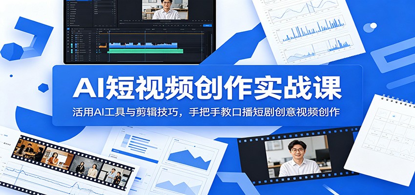 AI短视频创作实战课：活用AI工具与剪辑技巧，手把手教口播短剧创意视频创作瀚萌资源网-网赚网-网赚项目网-虚拟资源网-国学资源网-易学资源网-本站有全网最新网赚项目-易学课程资源-中医课程资源的在线下载网站！瀚萌资源网