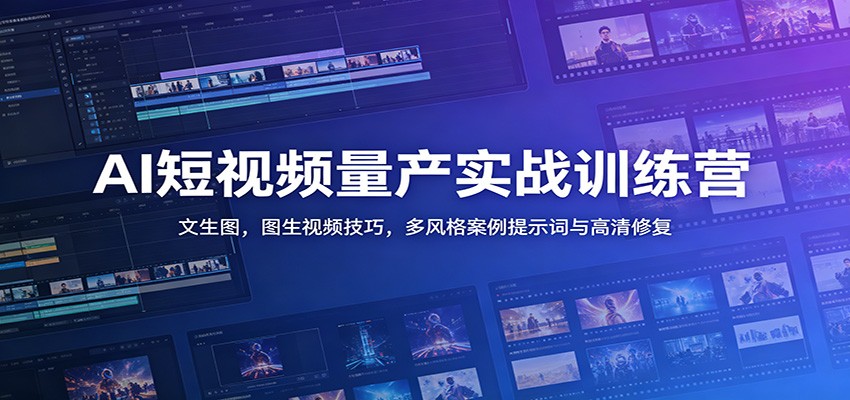 AI短视频量产实战训练营：文生图，图生视频技巧，多风格案例提示词与高清修复瀚萌资源网-网赚网-网赚项目网-虚拟资源网-国学资源网-易学资源网-本站有全网最新网赚项目-易学课程资源-中医课程资源的在线下载网站！瀚萌资源网