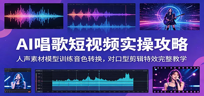 AI唱歌短视频实操攻略：人声素材模型训练音色转换，对口型剪辑特效完整教学瀚萌资源网-网赚网-网赚项目网-虚拟资源网-国学资源网-易学资源网-本站有全网最新网赚项目-易学课程资源-中医课程资源的在线下载网站！瀚萌资源网