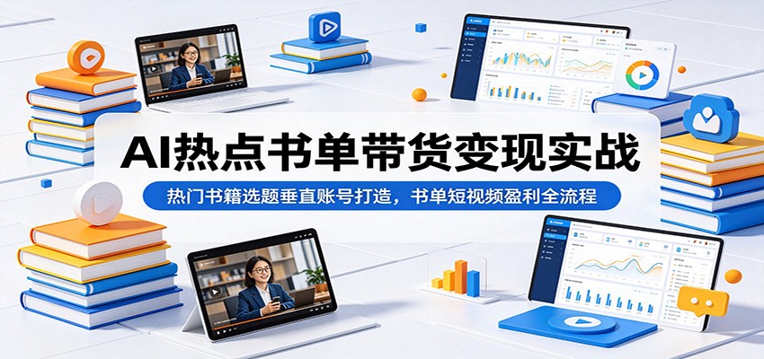 AI热点书单带货变现实战：热门书籍选题垂直账号打造，书单短视频盈利全流程瀚萌资源网-网赚网-网赚项目网-虚拟资源网-国学资源网-易学资源网-本站有全网最新网赚项目-易学课程资源-中医课程资源的在线下载网站！瀚萌资源网