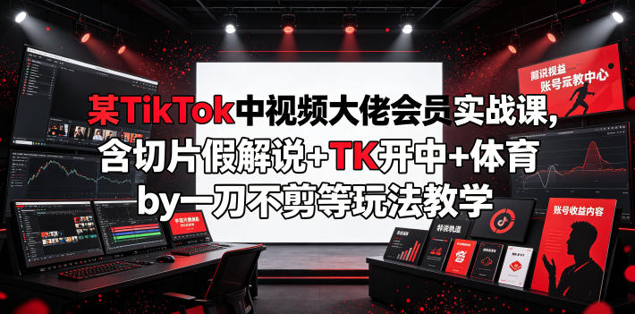 某TikTok中视频大佬会员实战课，含切片假解说+TK开中+体育by一刀不剪等玩法教学瀚萌资源网-网赚网-网赚项目网-虚拟资源网-国学资源网-易学资源网-本站有全网最新网赚项目-易学课程资源-中医课程资源的在线下载网站！瀚萌资源网