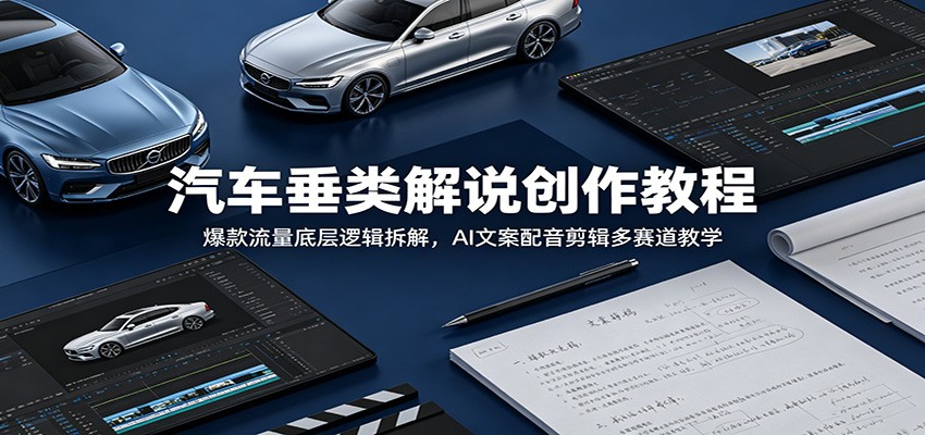 汽车垂类解说创作教程：爆款流量底层逻辑拆解，AI文案配音剪辑多赛道教学瀚萌资源网-网赚网-网赚项目网-虚拟资源网-国学资源网-易学资源网-本站有全网最新网赚项目-易学课程资源-中医课程资源的在线下载网站！瀚萌资源网