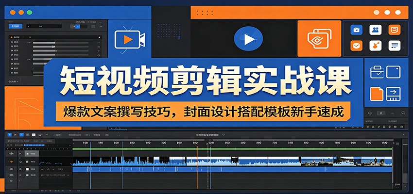 短视频剪辑实战课：爆款文案撰写技巧，封面设计搭配模板新手速成瀚萌资源网-网赚网-网赚项目网-虚拟资源网-国学资源网-易学资源网-本站有全网最新网赚项目-易学课程资源-中医课程资源的在线下载网站！瀚萌资源网