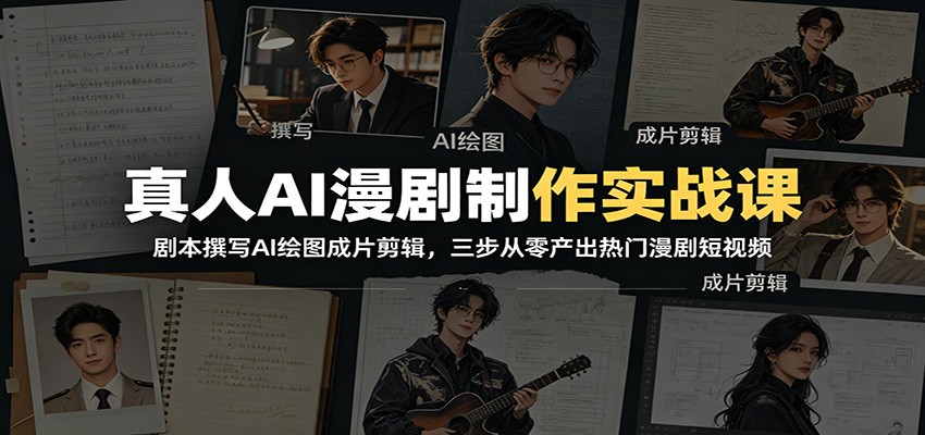 真人AI漫剧制作实战课：剧本撰写AI绘图成片剪辑，三步从零产出热门漫剧短视频瀚萌资源网-网赚网-网赚项目网-虚拟资源网-国学资源网-易学资源网-本站有全网最新网赚项目-易学课程资源-中医课程资源的在线下载网站！瀚萌资源网