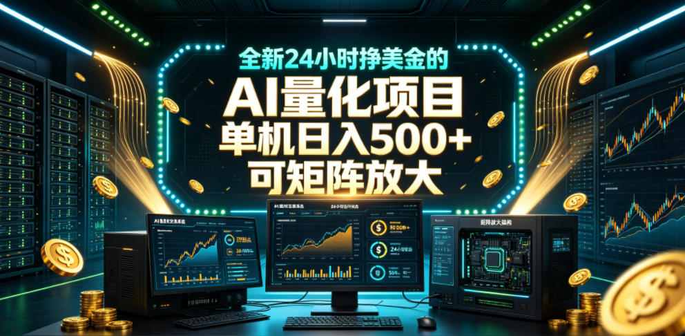 全新24小时挣美金的AI量化项目，单机日入500+，每天见收益，可矩阵放大【揭秘】瀚萌资源网-网赚网-网赚项目网-虚拟资源网-国学资源网-易学资源网-本站有全网最新网赚项目-易学课程资源-中医课程资源的在线下载网站！瀚萌资源网