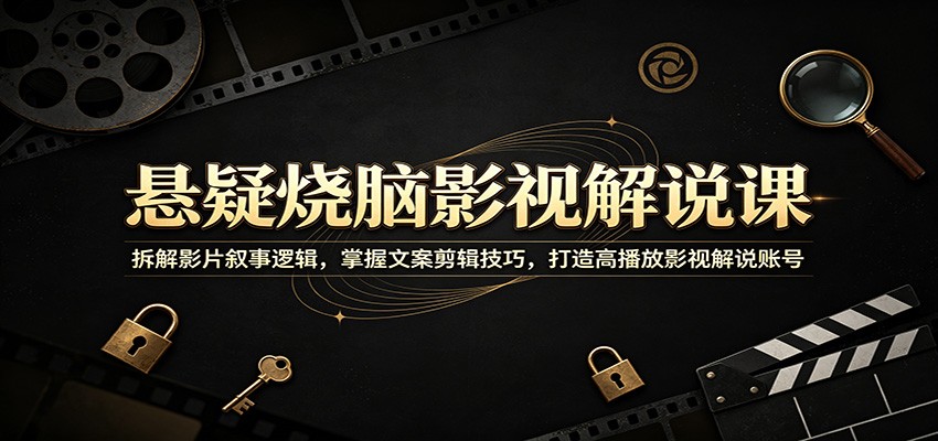悬疑烧脑影视解说课：拆解影片叙事逻辑，掌握文案剪辑技巧，打造高播放影视解说账号瀚萌资源网-网赚网-网赚项目网-虚拟资源网-国学资源网-易学资源网-本站有全网最新网赚项目-易学课程资源-中医课程资源的在线下载网站！瀚萌资源网
