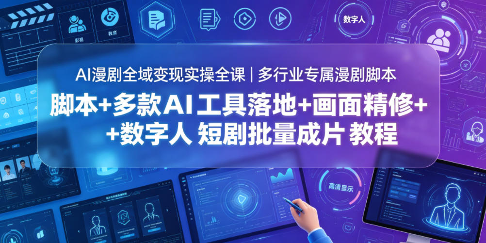 AI漫剧全域变现实操全课｜多行业专属漫剧脚本+多款AI工具落地+画面精修+数字人短剧批量成片全教程瀚萌资源网-网赚网-网赚项目网-虚拟资源网-国学资源网-易学资源网-本站有全网最新网赚项目-易学课程资源-中医课程资源的在线下载网站！瀚萌资源网