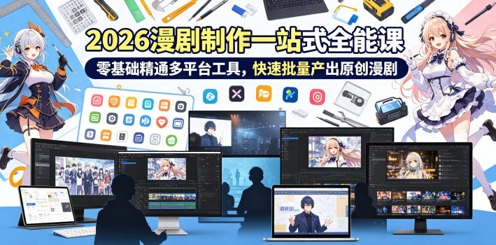2026 AI漫剧制作一站式全能课，零基础精通多平台工具，快速批量产出原创漫剧瀚萌资源网-网赚网-网赚项目网-虚拟资源网-国学资源网-易学资源网-本站有全网最新网赚项目-易学课程资源-中医课程资源的在线下载网站！瀚萌资源网