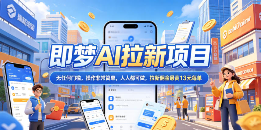 2026年即梦AI拉新项目最新玩法，无任何门槛，操作非常简单，人人都可做，拉新佣金最高13米每单（更新6月24日）瀚萌资源网-网赚网-网赚项目网-虚拟资源网-国学资源网-易学资源网-本站有全网最新网赚项目-易学课程资源-中医课程资源的在线下载网站！瀚萌资源网