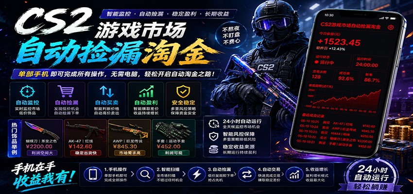 CSGO挂机捡漏项目通过利用游戏饰品交易机制，结合薄凉软件辅助捡漏，实现盈利瀚萌资源网-网赚网-网赚项目网-虚拟资源网-国学资源网-易学资源网-本站有全网最新网赚项目-易学课程资源-中医课程资源的在线下载网站！瀚萌资源网