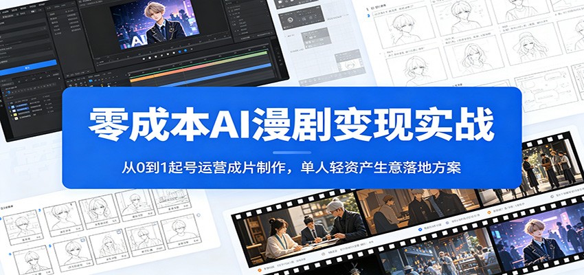 零成本AI漫剧变现实战：从0到1起号运营成片制作，单人轻资产生意落地方案瀚萌资源网-网赚网-网赚项目网-虚拟资源网-国学资源网-易学资源网-本站有全网最新网赚项目-易学课程资源-中医课程资源的在线下载网站！瀚萌资源网