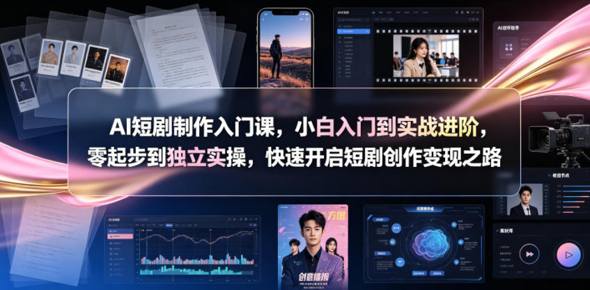 AI短剧制作入门课，小白入门到实战进阶，零起步到独立实操，快速开启短剧创作变现之路瀚萌资源网-网赚网-网赚项目网-虚拟资源网-国学资源网-易学资源网-本站有全网最新网赚项目-易学课程资源-中医课程资源的在线下载网站！瀚萌资源网