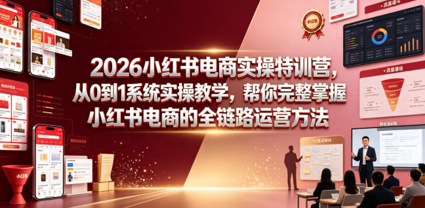 2026小红书电商实操特训营，从0到1系统实操教学，帮你完整掌握小红书电商的全链路运营方法瀚萌资源网-网赚网-网赚项目网-虚拟资源网-国学资源网-易学资源网-本站有全网最新网赚项目-易学课程资源-中医课程资源的在线下载网站！瀚萌资源网