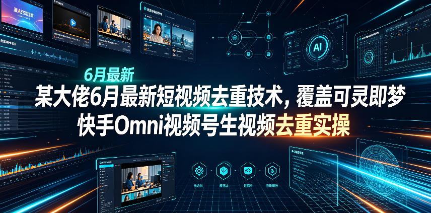 某大佬6月最新短视频去重技术，覆盖可灵即梦快手Omni视频号生视频去重实操瀚萌资源网-网赚网-网赚项目网-虚拟资源网-国学资源网-易学资源网-本站有全网最新网赚项目-易学课程资源-中医课程资源的在线下载网站！瀚萌资源网