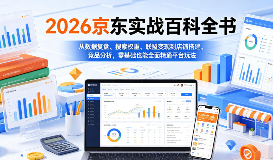 2026京东实战百科全书，从数据复盘、搜索权重、联盟变现到店铺搭建、竞品分析，零基础也能全面精通平台玩法瀚萌资源网-网赚网-网赚项目网-虚拟资源网-国学资源网-易学资源网-本站有全网最新网赚项目-易学课程资源-中医课程资源的在线下载网站！瀚萌资源网