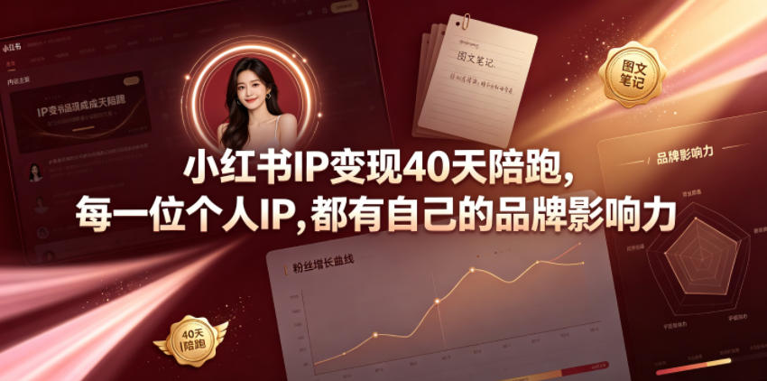 小红书IP变现40天陪跑，每一位个人IP，都有自己的品牌影响力瀚萌资源网-网赚网-网赚项目网-虚拟资源网-国学资源网-易学资源网-本站有全网最新网赚项目-易学课程资源-中医课程资源的在线下载网站！瀚萌资源网