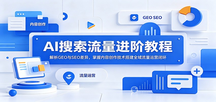 AI搜索流量进阶教程：解析GEO与SEO差异，掌握内容创作技术搭建全域流量运营闭环瀚萌资源网-网赚网-网赚项目网-虚拟资源网-国学资源网-易学资源网-本站有全网最新网赚项目-易学课程资源-中医课程资源的在线下载网站！瀚萌资源网