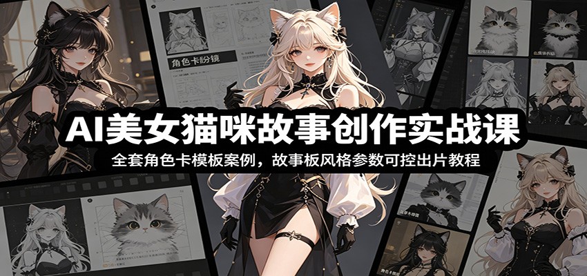 AI美女猫咪故事创作实战课：全套角色卡模板案例，故事板风格参数可控出片教程瀚萌资源网-网赚网-网赚项目网-虚拟资源网-国学资源网-易学资源网-本站有全网最新网赚项目-易学课程资源-中医课程资源的在线下载网站！瀚萌资源网