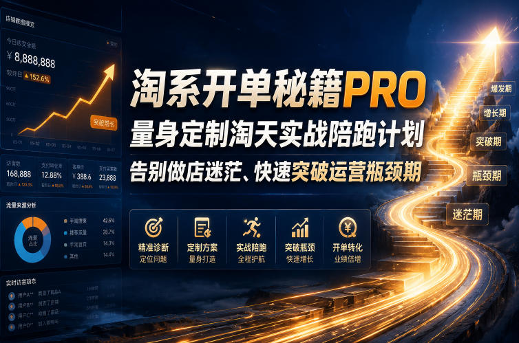 淘系开单秘籍PRO，量身定制淘天实战陪跑计划，告别做店迷茫、快速突破运营瓶颈期（2026年6月11）瀚萌资源网-网赚网-网赚项目网-虚拟资源网-国学资源网-易学资源网-本站有全网最新网赚项目-易学课程资源-中医课程资源的在线下载网站！瀚萌资源网