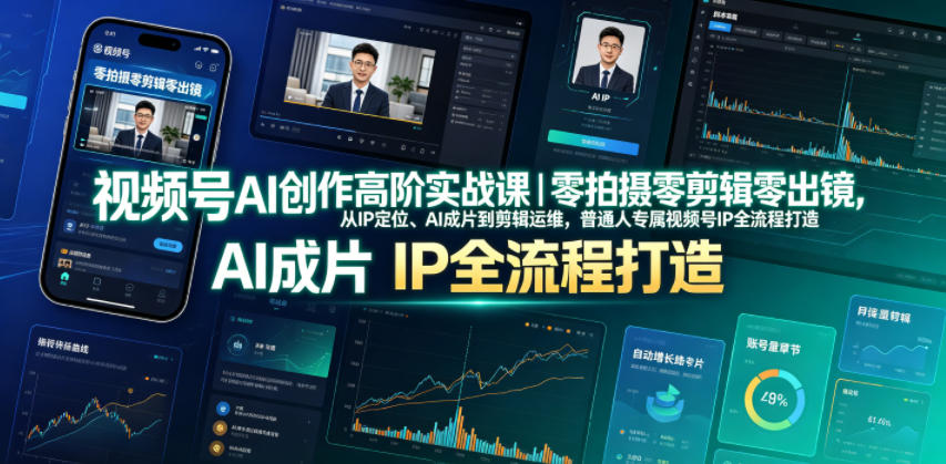 视频号AI创作高阶实战课｜零拍摄零剪辑零出镜，从IP定位、AI成片到剪辑运维，普通人专属视频号IP全流程打造瀚萌资源网-网赚网-网赚项目网-虚拟资源网-国学资源网-易学资源网-本站有全网最新网赚项目-易学课程资源-中医课程资源的在线下载网站！瀚萌资源网