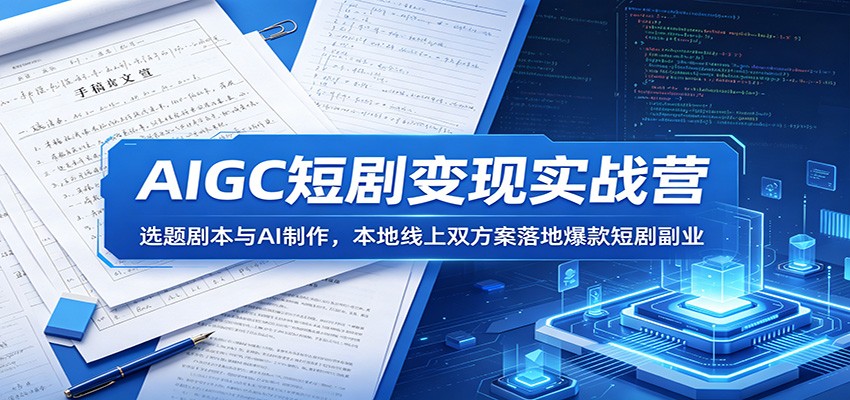 AIGC短剧变现实战营：选题剧本与AI制作，本地线上双方案落地爆款短剧副业瀚萌资源网-网赚网-网赚项目网-虚拟资源网-国学资源网-易学资源网-本站有全网最新网赚项目-易学课程资源-中医课程资源的在线下载网站！瀚萌资源网