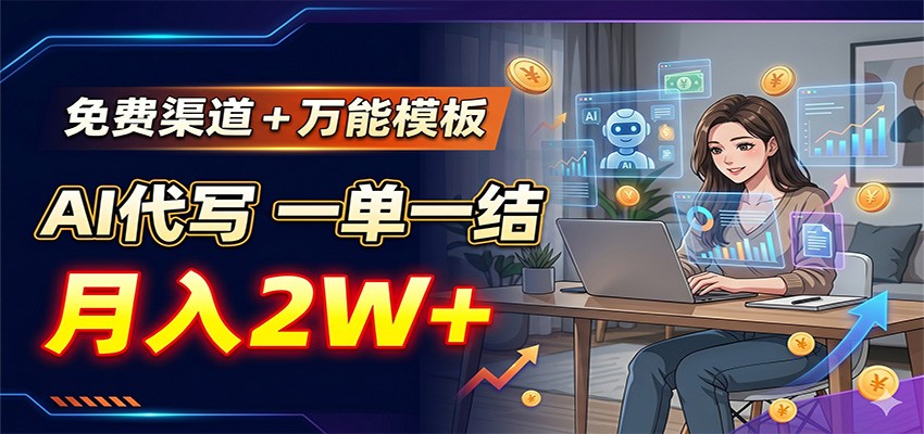 免费渠道+万能模板，AI代写一单一结，月入2W+瀚萌资源网-网赚网-网赚项目网-虚拟资源网-国学资源网-易学资源网-本站有全网最新网赚项目-易学课程资源-中医课程资源的在线下载网站！瀚萌资源网