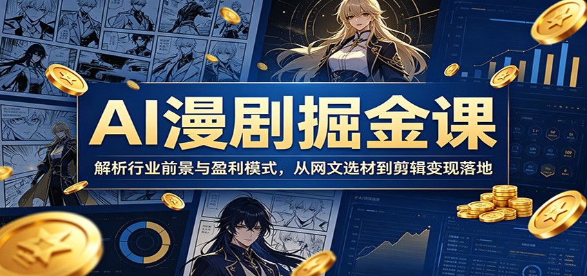 AI漫剧掘金课：解析行业前景与盈利模式，从网文选材到剪辑变现落地瀚萌资源网-网赚网-网赚项目网-虚拟资源网-国学资源网-易学资源网-本站有全网最新网赚项目-易学课程资源-中医课程资源的在线下载网站！瀚萌资源网
