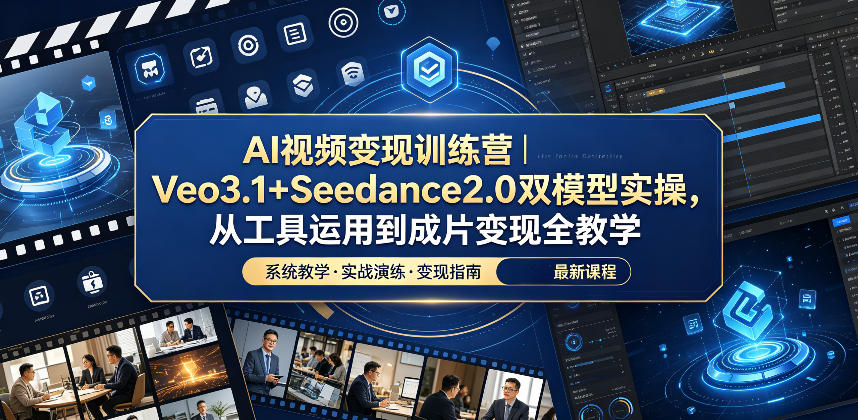 AI视频变现训练营｜Veo3.1+Seedance2.0双模型实操，从工具运用到成片变现全教学瀚萌资源网-网赚网-网赚项目网-虚拟资源网-国学资源网-易学资源网-本站有全网最新网赚项目-易学课程资源-中医课程资源的在线下载网站！瀚萌资源网