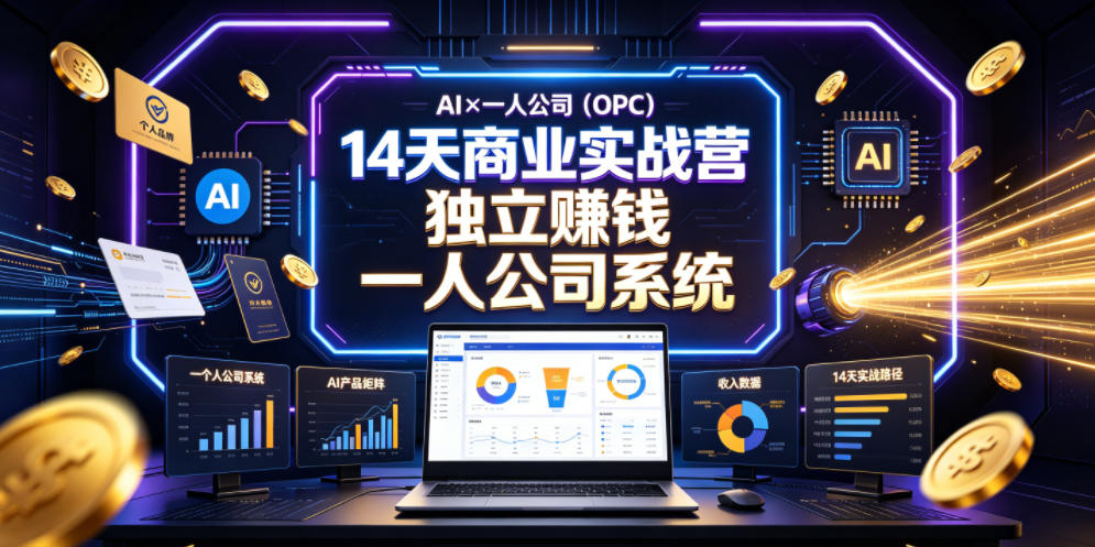 AI×一人公司（OPC）14天商业实战营，用AI帮你搭建一个属于你自己的、能独立賺钱的一人公司系统瀚萌资源网-网赚网-网赚项目网-虚拟资源网-国学资源网-易学资源网-本站有全网最新网赚项目-易学课程资源-中医课程资源的在线下载网站！瀚萌资源网