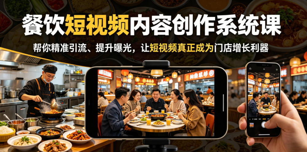 餐饮短视频内容创作系统课，帮你精准引流、提升曝光，让短视频真正成为门店增长利器瀚萌资源网-网赚网-网赚项目网-虚拟资源网-国学资源网-易学资源网-本站有全网最新网赚项目-易学课程资源-中医课程资源的在线下载网站！瀚萌资源网