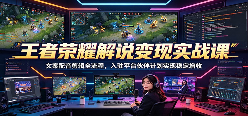 王者荣耀解说变现实战课：文案配音剪辑全流程，入驻平台伙伴计划实现稳定增收瀚萌资源网-网赚网-网赚项目网-虚拟资源网-国学资源网-易学资源网-本站有全网最新网赚项目-易学课程资源-中医课程资源的在线下载网站！瀚萌资源网