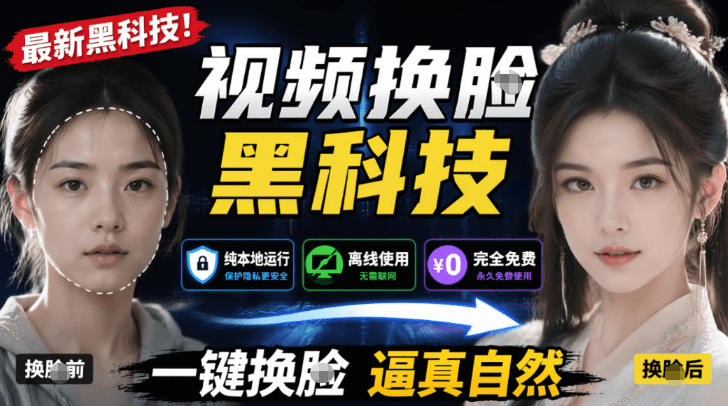 AI人工智能如此夸张？一键视频换Lian黑科技，纯本地离线运行，本地视频换Lian娱乐工具，AI FaceSwap瀚萌资源网-网赚网-网赚项目网-虚拟资源网-国学资源网-易学资源网-本站有全网最新网赚项目-易学课程资源-中医课程资源的在线下载网站！瀚萌资源网