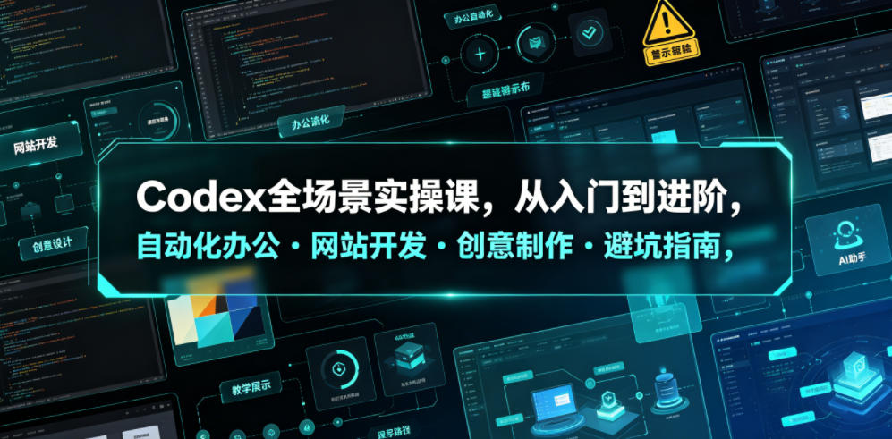 Codex全场景实操课，从入门到进阶，自动化办公・网站开发・创意制作・避坑指南，全流程教学瀚萌资源网-网赚网-网赚项目网-虚拟资源网-国学资源网-易学资源网-本站有全网最新网赚项目-易学课程资源-中医课程资源的在线下载网站！瀚萌资源网